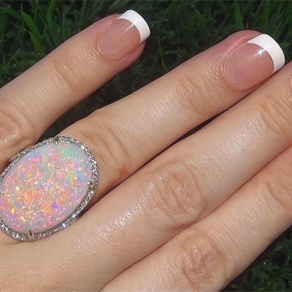 925 Silver Ring Women White Fire Opal